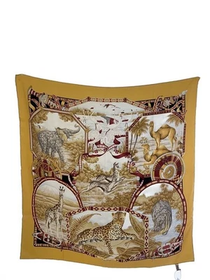 Bufanda de seda Salvatore Ferragamo patrón amarillo para mujer Foto 1 de 4