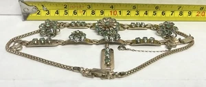 Vintage Barclay Green Rhinestone Jewelry Set Necklace Bracelet Earrings Pendant! - Picture 1 of 10