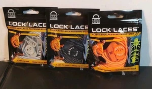 3x Lock Schnürsenkel Set (one size fits all) kein Binden leicht neu - grau orange schwarz - Bild 1 von 7