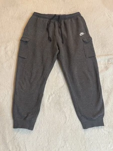 Nike Fleece Cargo Jogginghose Herren XL groß Training Jogginghose Kordelzug grau EUC - Bild 1 von 5