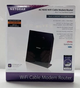 NETGEAR AC1600 Wifi Cable Modem Router C6250 - Black (C6250-100NAS) - Afbeelding 1 van 4