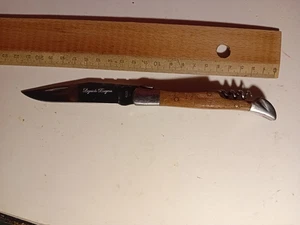 couteau pliant Laguiole Bougna manche bois tire bouchon - Picture 1 of 4
