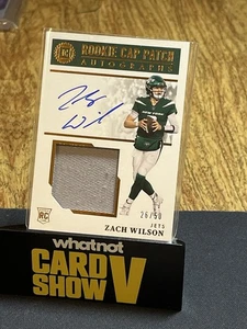 2021 Zach Wilson Encased Rookie Cap Patch Auto #/50 RPA New York Jets - Bild 1 von 2