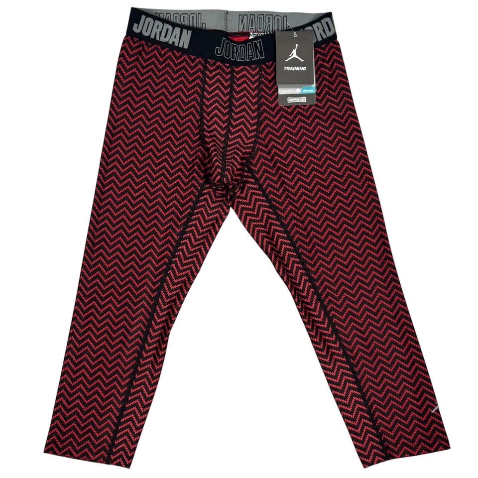 Nike Air Jordan Black Red Dri Fit 3/4 leggings compression pants XL BOY'S 23 NBA
