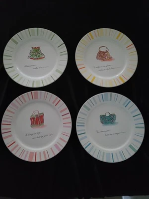 Rosanna Accessories Make The Woman Striped Pastel Plate Set of 4 Party Fun Plate - Image 1 of 4