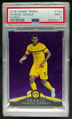 Panini Treble 2018 Manuel Akanji púrpura #37/49 Dortmund PSA 9 Foto 1 de 2