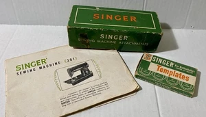 Vintage SINGER Sewing Machine Parts w/Box 160623- Buttonholers Templates-Manual - Picture 1 of 14