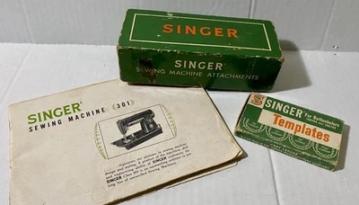 Vintage SINGER Sewing Machine Parts w/Box 160623- Buttonholers Templates-Manual - Image 1 of 4