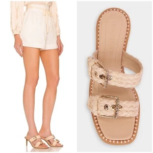 Ulla Johnson Raffia Braided Accents Slides Sandals Size 7 38 Designer Heels - Picture 1 of 17
