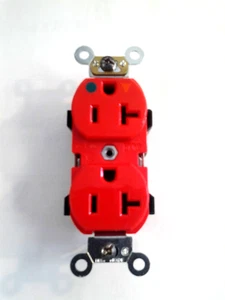 LEVITON 5362-IGR Isolated Ground Duplex Receptacle 2 Pole, 3 Wire, Red, 20A 125V - Picture 1 of 5