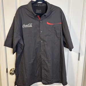 COCA-COLA LOGO SHORT SLEEVE CHARCOAL GRAY COKE UNIFORM SHIRT/w AMERICAN FLAG 2XL - Picture 1 of 15