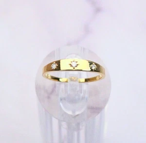 14k solid gold celestial ring with 3 natural diamonds gypsy signet ring inspired - Picture 1 of 8
