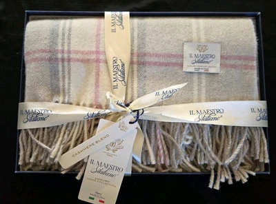 IL MAESTRO ITALIANO Italia Colección Hogar de Lujo LANA Y CACHEMIR Tiro Rosa NUEVO Foto 1 de 4