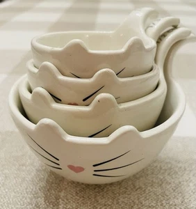 Set 4 Cute Stacking Cat Theme Ceramic Measuring Cups 1 Cup ,1/2 ,1/3 & 1/4 Cup - Picture 1 of 6