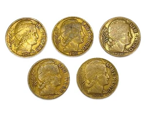 Lot of 5 Old Argentina 5 Centavos Coins - 1940s Dates - Combined Ship - Picture 1 of 2