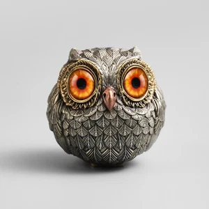 Lucky Owl Guardian Metal Figurine, Retro Owl Miniature Ornament, Owl Lover Gifts - Picture 1 of 19