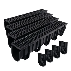 Trench Drein System 5,9x7,5 pollici trincea di drenaggio HDPE, 4 garage in plastica nera - Foto 1 di 7