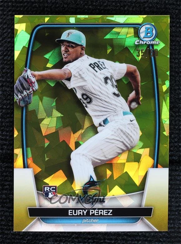 2023 Bowman Chrome Sapphire Edition Yellow 35/50 Eury Perez #90 Rookie RC