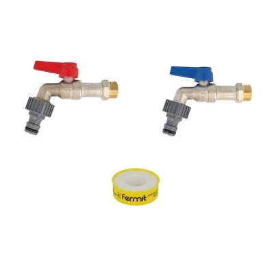 HERMANN SCHMIDT Kugelauslaufventil mit passender Steckkupplung und Teflonband, matt verchromt