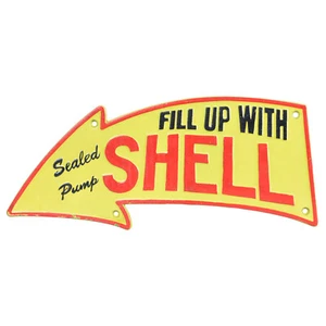 Shell Oil Arrow Garage Sign Cast Iron Metal Man Cave Garage Transport Oil - Picture 1 of 5