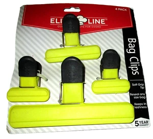 Kitchen BAG CLIP SET ~ 4 Pack ~ Lime Green ~ Soft Grip Top - Picture 1 of 1