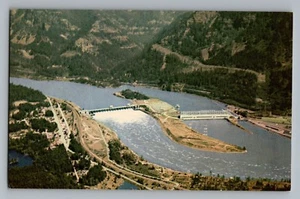 Postal vista aérea del río Columbia de Oregon OR Bonneville Dam años 50 - Imagen 1 de 2