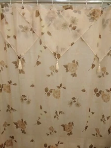Floral Design Bathroom Shower Curtain w/ Valance & Vinyl Liner & Hooks 72"X 72" - Picture 1 of 7