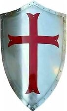 Medieval Red Cross Heater Shield Steel Templar Knight LARP Shield For Cosplay
