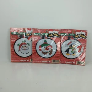 (3) NEU Learn A Craft Weihnachten gezählt Kreuzstich Weihnachtsmann, Schneemann, Pinguin  - Bild 1 von 7