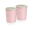 TUPPERWARE Servalier Decorator Canister Set of 2 Pink 11 Cup each New