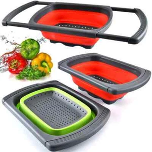 Colador de fregadero de silicona extensible plegable cesta de tamiz que ahorra espacio - Imagen 1 de 8