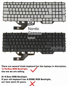 Teclado portátil para DELL Alienware M17 R2, M17 R3, retroiluminado RGB por tecla - Imagen 1 de 11
