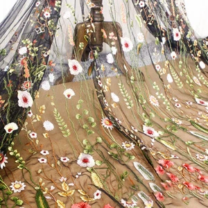 Green Flower Embroidery Lace Fabric DIY Wedding Dress Bridal Veil Tutu Skirt - Picture 1 of 11