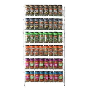 6 Tier Spice Herb Jar Rack Holder Kitchen Cupboard Wall Storage Unit - Picture 1 of 1