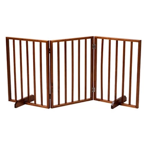 3 Panels Wooden Folding Pet Dog Gate Fence Freestanding Safety Dog Fence Guard - Picture 1 of 9