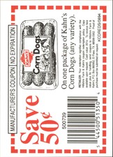 1994 Reds Kahn's Baseball Card #NNO Manufacturer's Coupon/Kahn's Corn Dogs