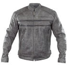 Xelement Sigma Men's Distressed Biker Grey Leather Motorcycle Jacket