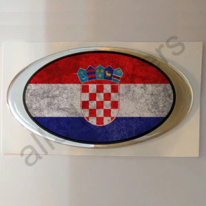 Autocollant Croatie Ovale Sale Drapeau 3D Résine Relief Adhésif Autocollants - Picture 1 of 1