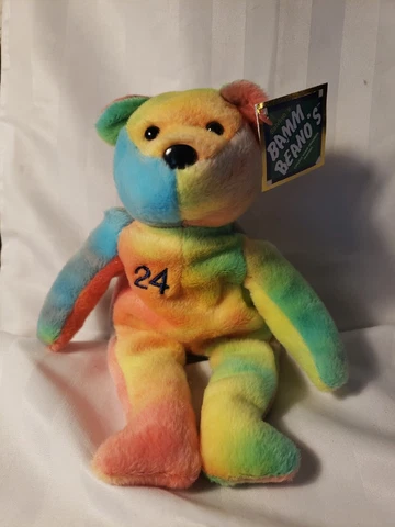 Vintage 1998 Salvino Bamm Beanos 9" Beanie Plush Bear #24 Ken Griffey Jr Seattle Cover