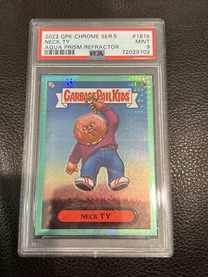 2022 Garbage Pail Kids Chrome Series 5 Neck Ty Aqua Prism /199 PSA 9 - Image 1 of 2