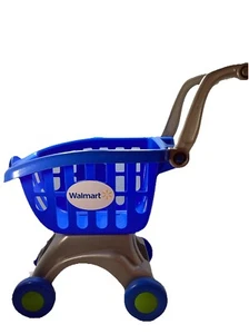 Carrito de compras Walmart de plástico de juguete tamaño pequeño azul y gris mango plegable niños - Imagen 1 de 3
