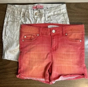 Lot Of 2 Girl’s Shorts Size 12 Celebrity Pink YMI Metallic Silver Red Stretch - Picture 1 of 10