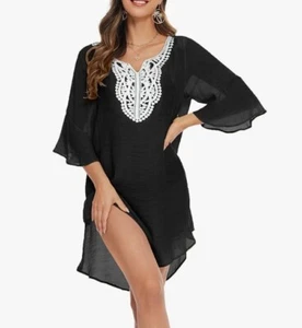 Ekouaer Swimsuit Cover Ups Women's Bathing Suit Coverup Lace Crochet Beachwear L - Picture 1 of 5