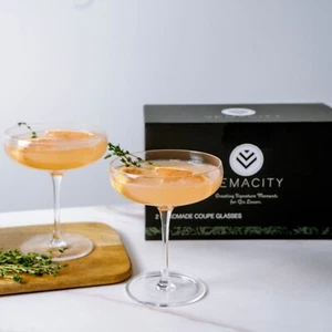 Elegant Handmade Coupe Cocktail Glasses Set of 2 - Picture 1 of 10