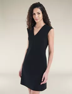 ICEBREAKER Women's Merino 200 Granary Sleeveless V Neck Dress, Black Color - Picture 1 of 9