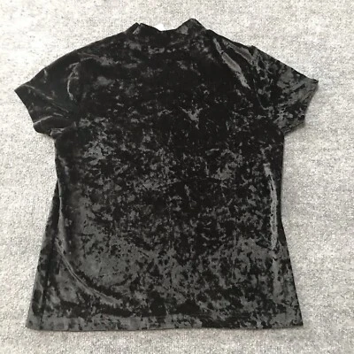 VTG 90s Y2K Top L Crushed Velvet Black Whimsigoth Fairy Grunge Goth Fashion Bug - Image 1 of 4