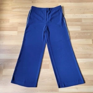 Ann Taylor Navy High-waisted Wide Legs Full Length Flowy Trouser Pants Size 12 - Picture 1 of 11