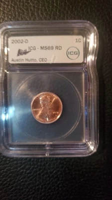 2002-D Lincoln Memorial Cent ICG-MS69 RD Listed @ Wholesale - Image 1 of 2
