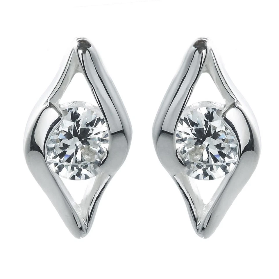 Silverly Orecchini A Lobo Da Argento 925 Con Zirconia Cubica - Immagine 1 di 3