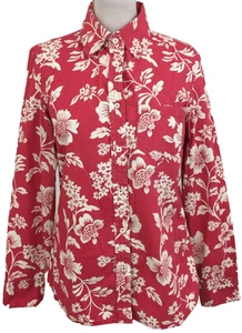 Boden Women's Blouse size 12 Red Floral Long Sleeve Collar Used F1 - Picture 1 of 11